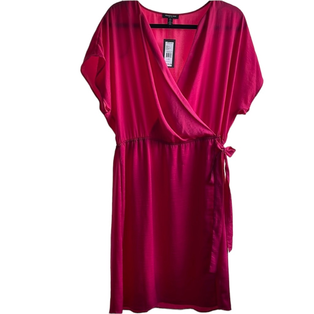 NWT Kenneth Cole Pink wrap dress size L career party brunch shower